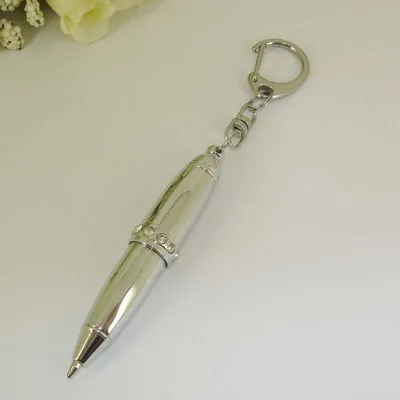 ACMECN новая латунная мини-шариковая ручка из розового золота с кольцом для ключей дизайн шариковая ручка милый Золотой Серебряный подарок ручка для Рождества - Цвет: Silver