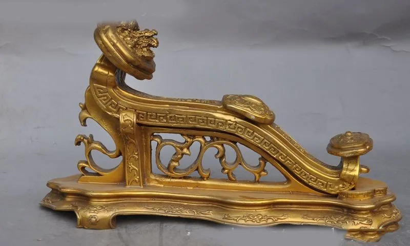 

Christmas 12"Chinese Fengshui brass Wealth Dragon Beast Auspicious Ru Yi statue Decoration wedding decoration