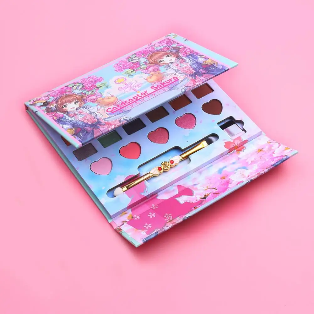 Новые Cardcaptor Sakura очаровательные тени для век Палитра ленивых теней для век палитра для макияжа матовая Мерцающая пигментированная кисть для век - Цвет: Eyeshadow Pallete