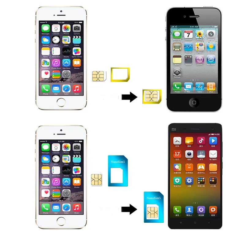 Адаптер для SIM карты 5 в 1 iPhone набор nano sim адаптеров адаптер телефона|Наборы