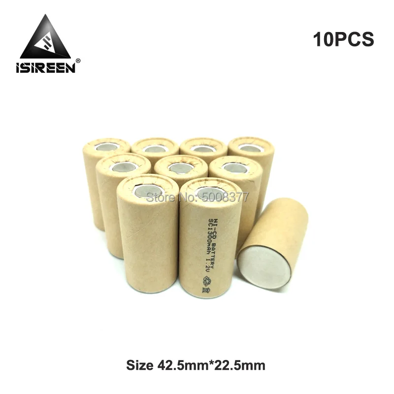 SC 1300mAh 1,2 V перезаряжаемые Ni-CD батареи Электроинструмент батарея Subc NICD аккумулятор для электрических батарей 6V 9,6 V 12V - Цвет: 10PCS