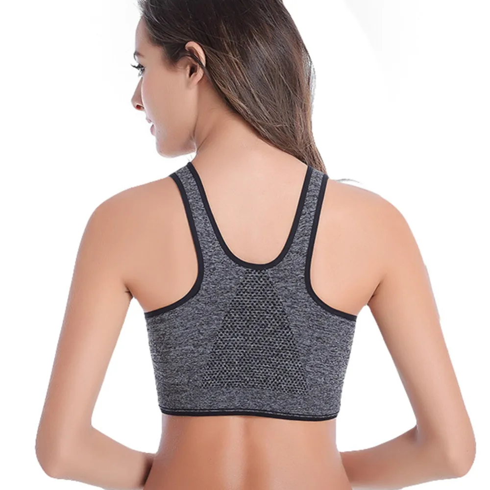 5 Colors Women Zipper Push Up Sports Bras,Padded Wirefree Shockproof Gym Fitness Athletic Running Yoga Vest Sports Tops