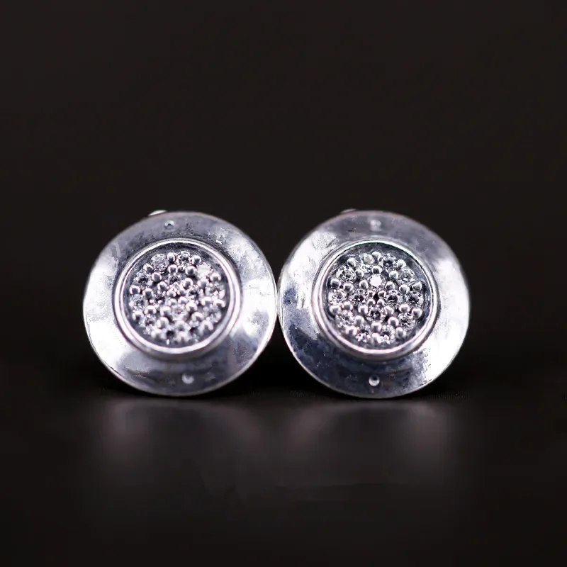 

NEW! Perfect Charm Engraved Silver 925 Earrings pandoras studs women ear jewelry making, Clear 1pz