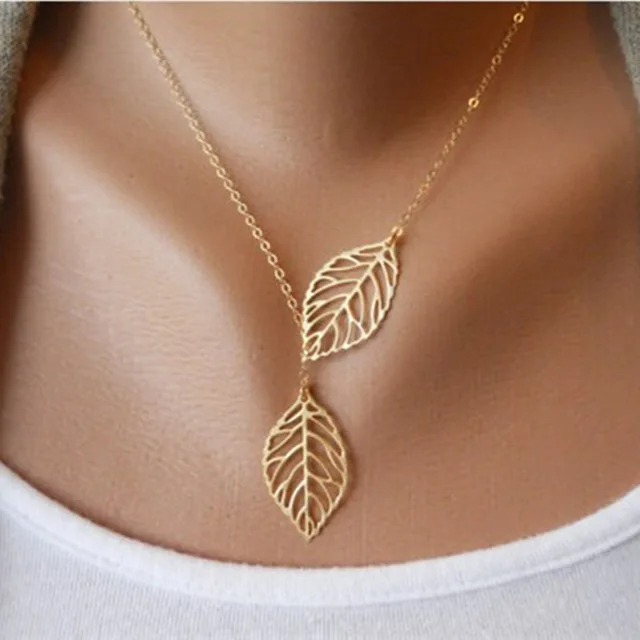 

Fashion Gold Silver Plated Chain Necklace Leaf Casual Beads Long Strip Pendants Gifts Women Necklaces Jewelry