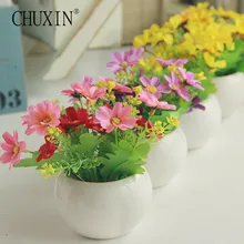 Новая Качественная керамическая ваза+ шелковые цветы искусственный цветок Роза ромашка НАБОР домашний стол или украшение офиса