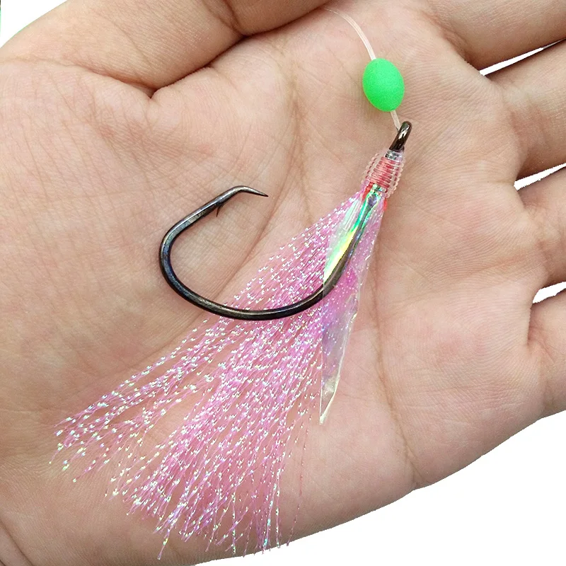 Pacotes de Isca de Pele de Peixe Pesca do Mar Equipamentos com Barril Hyaena Lote = 10 Sabiki Equipamentos 2 Braço Grandes Ganchos Rosa Pisca Isca Giratória 20 Pçs - 19 High Quality Esporte e Lazer
