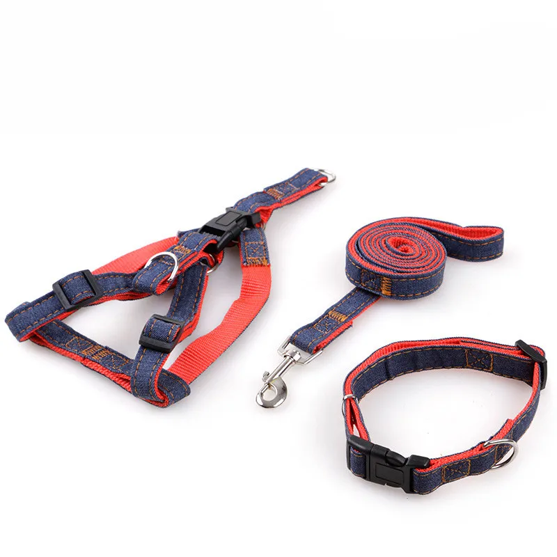 Adjustable No-Pull Denim Dog Harnesses Leash Collar for Greater Control Safety Dog Training Walking Running Rescue Harness 14