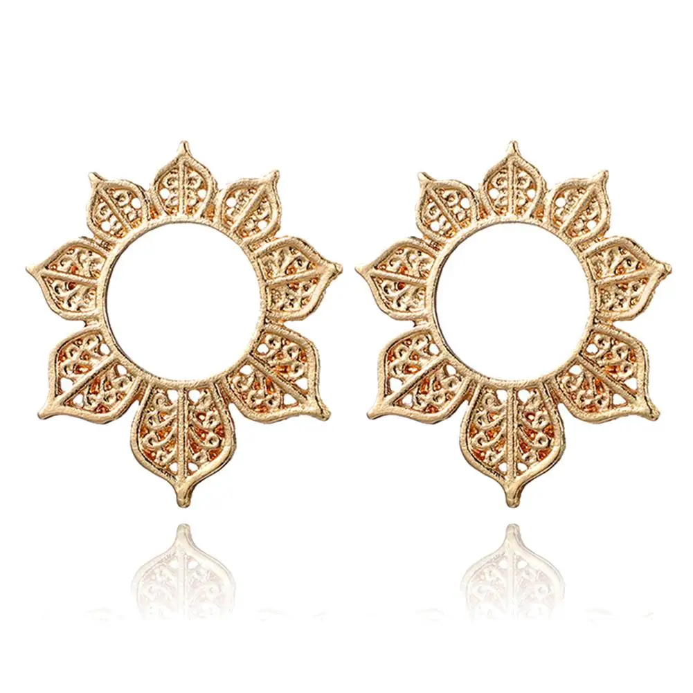 

Creative Fashion Women Big Openwork Hollow Flower Circle Ear Stud Earrings Jewelry Gift