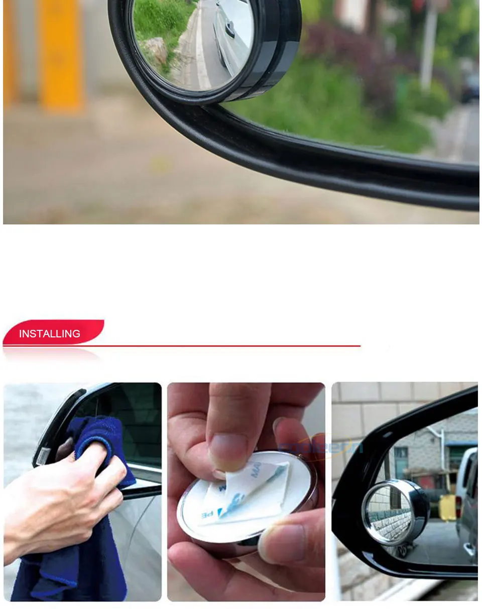 HD Автомобильное Зеркало для слепых зон с регулируемым углом обзора 360 градусов, круглое выпуклое автомобильное боковое зеркало заднего вида, безопасное вождение