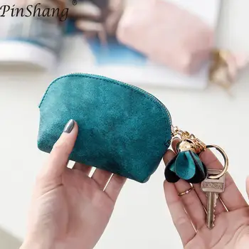 

PinShang Women Coin Purse Concise Mini PU Leather Coin Purse Portable Zippered Pocket with Flower Design Wallets and Purses Z40