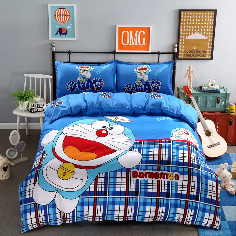 Doraemon Anime Character Linen Duvet Cover Bed Set