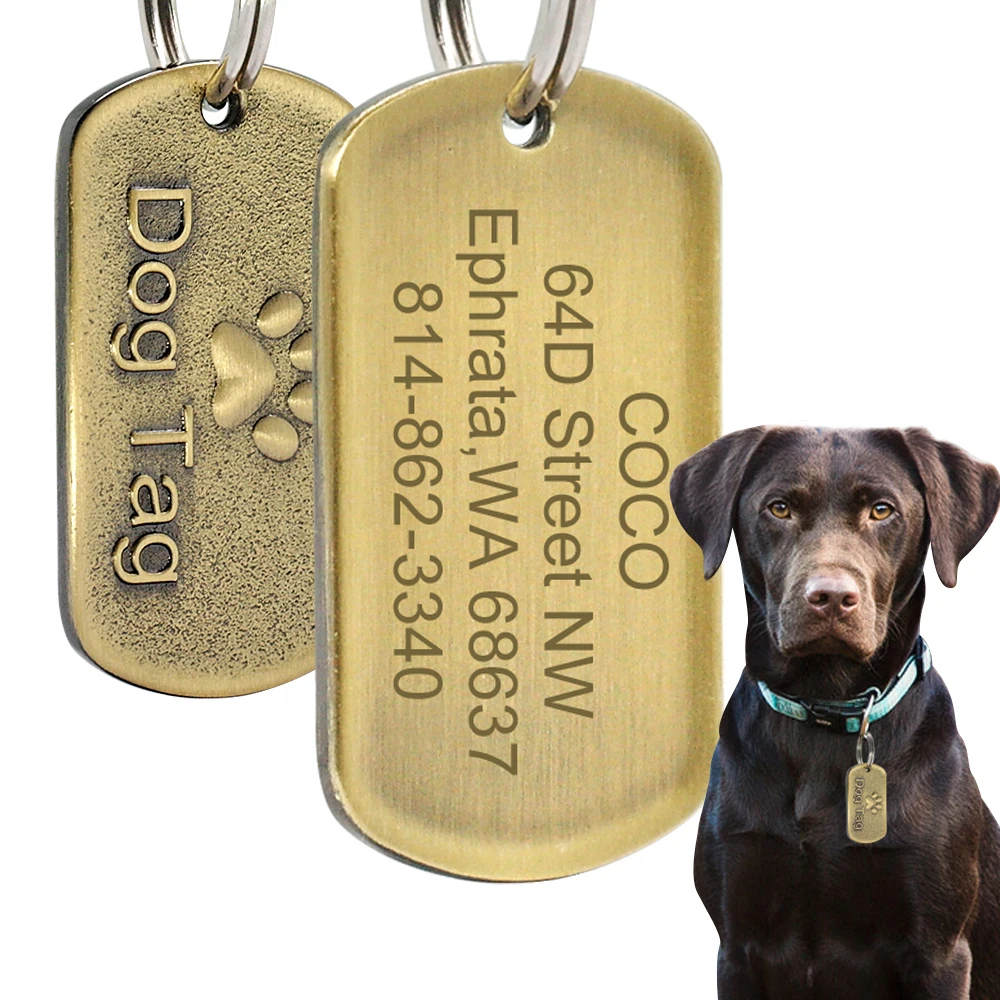 Custom Engraved Dog Tag Medium Large Pet Stainless Steel Personalized 