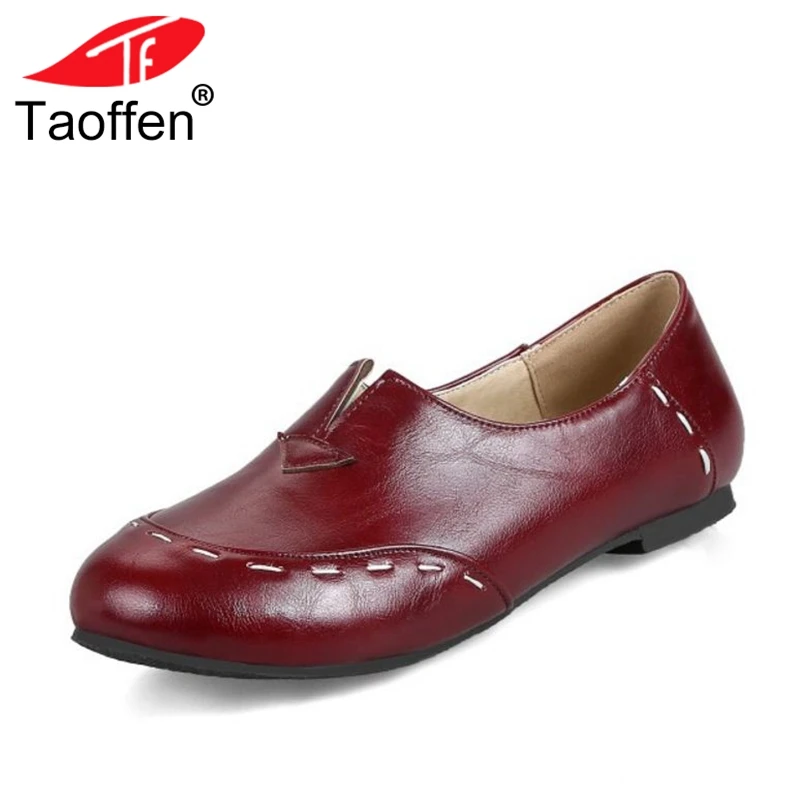 

TAOFFEN Size 34-43 Women Flats Shoes Concise Round Toe Slip On Lazy Loafers Shoes Daily Leisure Fashion Shoes Women Footwear