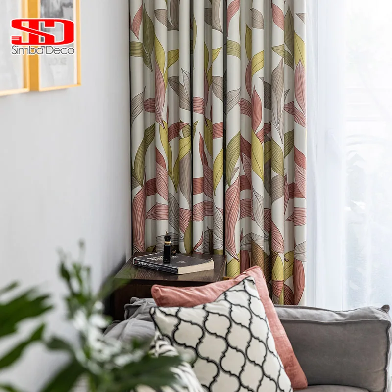 Американские затемненные шторы для гостиной с принтом желтых листьев, занавески для спальни, ткань для детской кухни, оконные панели
