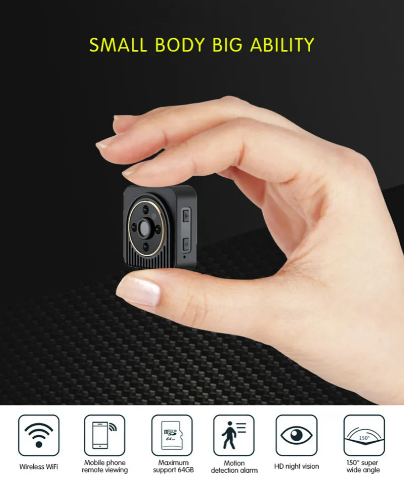 

Wifi IP Mini Camera H5 Wireless 720P Infrared Micro Camcorder Night Vision Cam Portable Recorder Magnetic Motion Remote Control