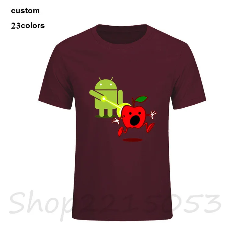 2018 забавная Мужская футболка с Android Attack apple уличная мода летние топы мужские