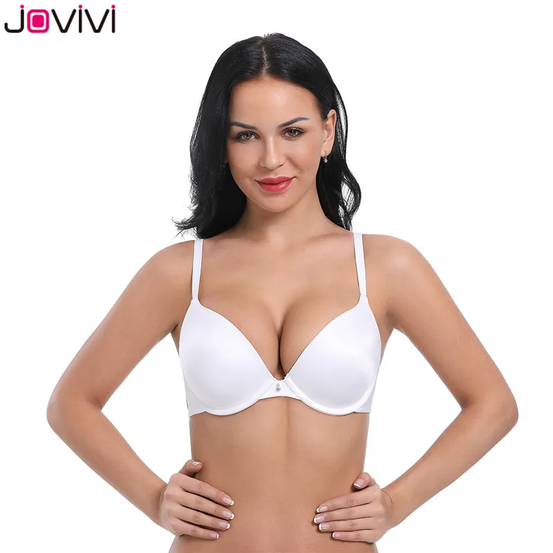 

Jovivi New Hot Women T-Shirt Bra Push Up Bra Everyday Basic Bra Plunge Smooth Lightly Ladies Sexy Bra 1pc Black/White/Beige/Pink