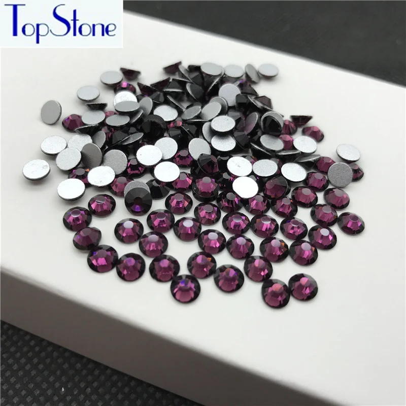 

TopStone Rhinestones Flatback ss3-ss34 Nail Art Decorations Amethyst Color Non Hot Fix Glue on crystals