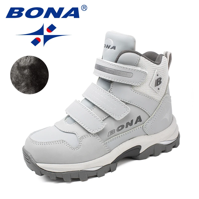 BONA/ классический стиль; детские ботинки с круглым носком; зимняя обувь для мальчиков на липучке; зимние ботинки для девочек; удобная быстрая
