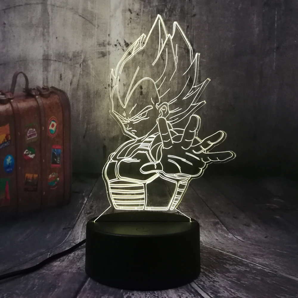 Dragon Ball Saiyan Vegeta Son Goku Kakarotto светодиодный Ночной светильник, настольные вечерние 3D лампы, домашний декор, детская игрушка, рождественский подарок, Прямая поставка