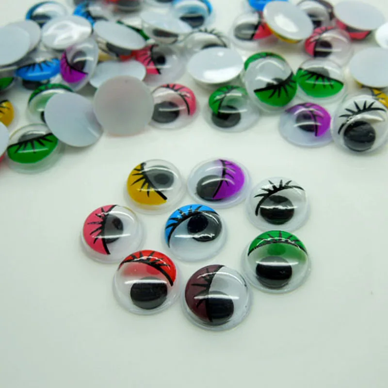 

200pcs 10mm Random Color Scrapbook Eye With Eyelashes Eye Activities Moving Eyes For Toy/Scrapbook Children Handmade DIY Crafts