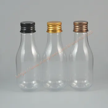 

100ml clear pear shaped PET bottle with aluminum lid(screw thread).essential oil/liquid/moisturizer/facial water container