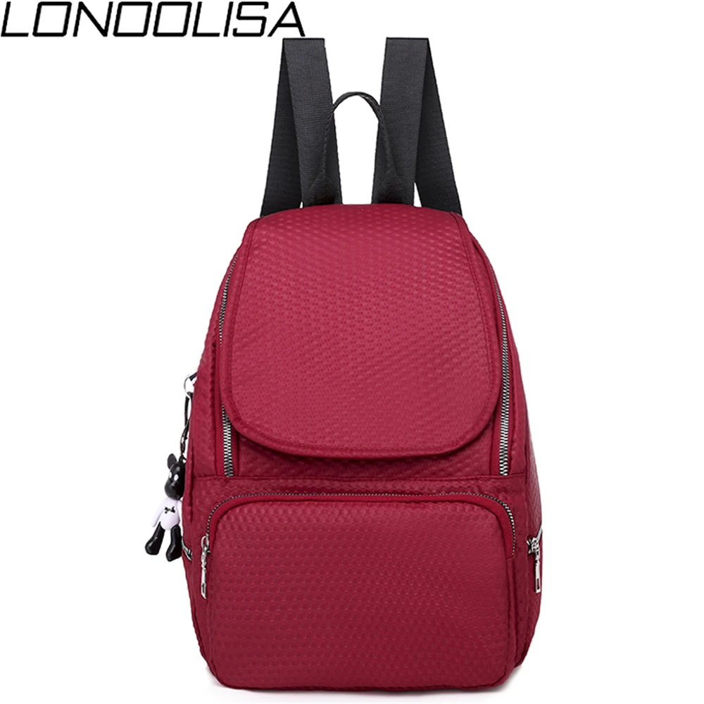 

New Fashion Bear pendant Backpack Women High Quality Nylon School Bags For Teenage Girls Casual Ladies Travel Backpack Mochila