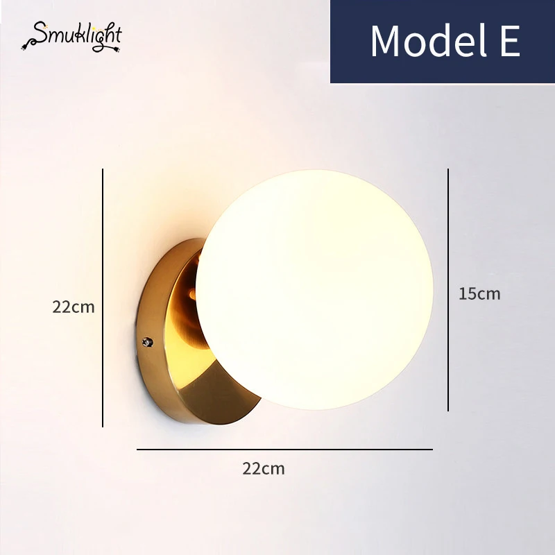 Современная настенная лампа для фойе Спальня прикроватная коридор молекулы, которые оказывают дополнительную стимуляцию для роста волос Лофт бра фасоли Стекло шар настенный led-светильник округлой формы шар настенный светильник - Цвет абажура: Moodel E