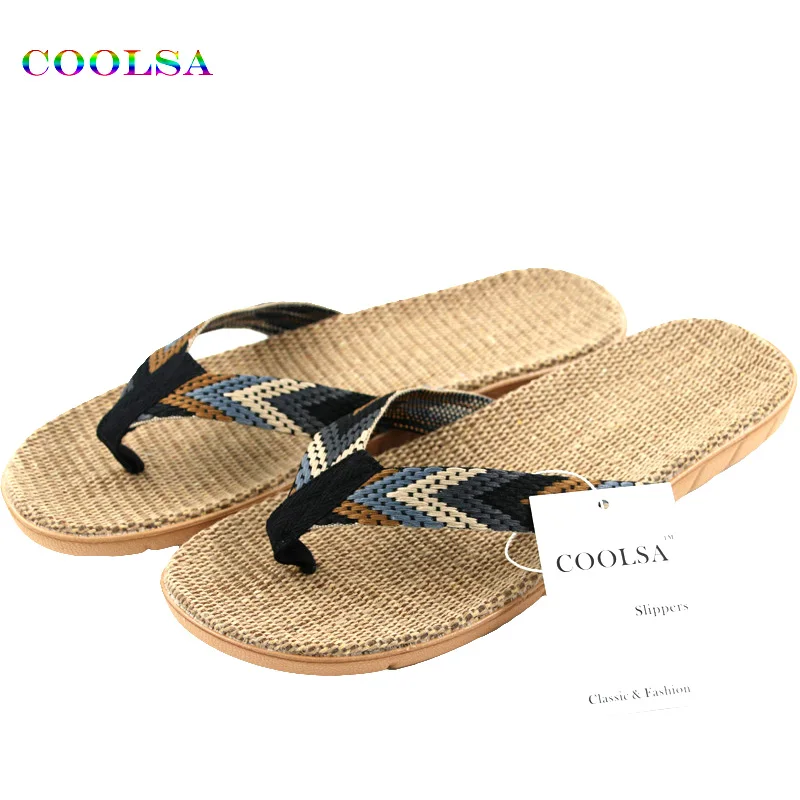 New Summer Men Linen Flip Flop Striped Ribbon Sandals Flat Eva Non Slip Slides Home Slipper Man Casual Straw Beach Shoes huismerk kopen in de aanbieding New Summer Men Linen Flip Flop Striped Ribbon Sandals Flat Eva Non Slip Slides Home Slipper Man Casual Straw Beach Shoes huismerk kopen in de aanbieding