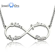 DIY 4 имени персонализированное ожерелье 925 пробы серебряные ожерелья с буквой и подвесками уникальный подарок на день рождения(JewelOra NE101369