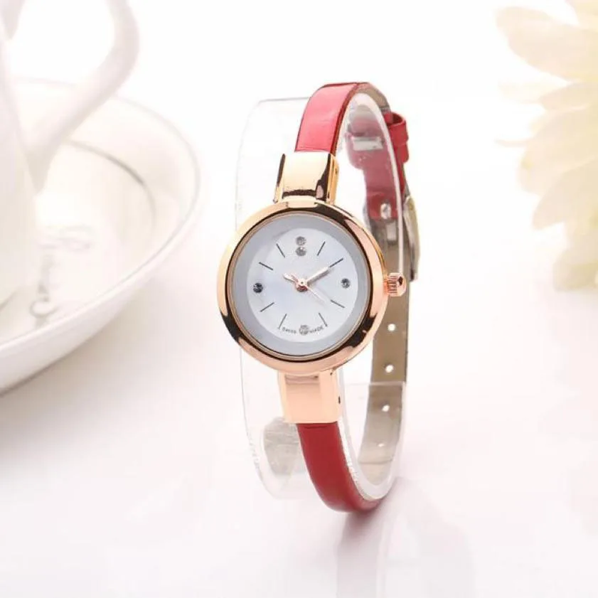 Идеальный подарок модные женские круглые кварцевые аналоговые браслет наручные часы подарок леверт Прямая поставка July01P20 H0 - Цвет: Красный