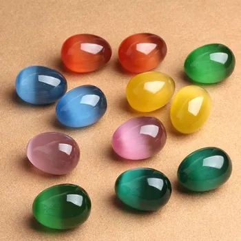 

Natural Cat's Eye Stone Egg Different Color Gemstone Massage Yoni Egg Crystal Reiki Healing Chakra Stone Home Decoration