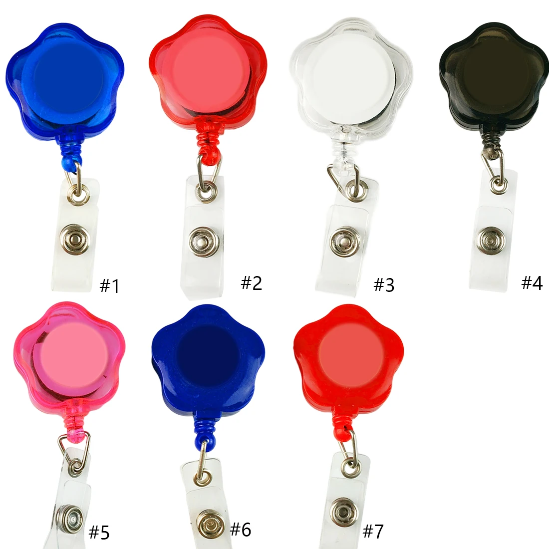 

Creative Design Cute Flower Shape ID Holder Name Tag Card key Badge Holder Retractable Round Solid Translucent ID Holder