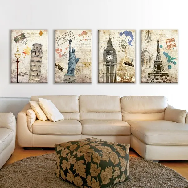 Architectural Wall Art aliexpress : buy 4 piece no frame european landscape famous Architectural Wall Art aliexpress : buy 4 piece no frame european landscape famous