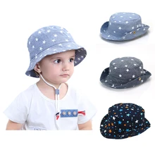 Уличная детская Солнцезащитная шляпа со звездами для девочек и мальчиков, кепка с широкими полями для детей, Пляжная летняя Панама для малышей