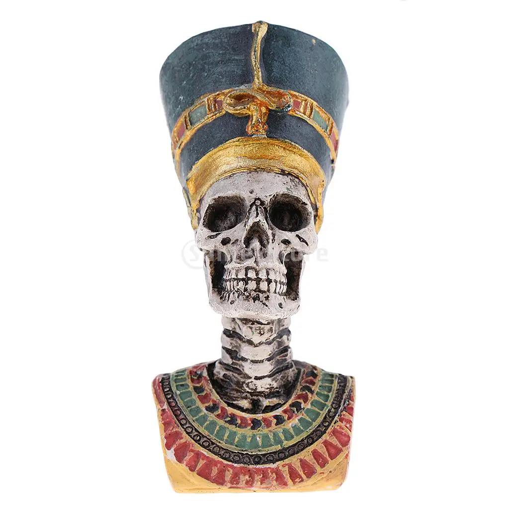Ancient Egyptian Pharaoh Figurine Statue Resin Skull for Halloween