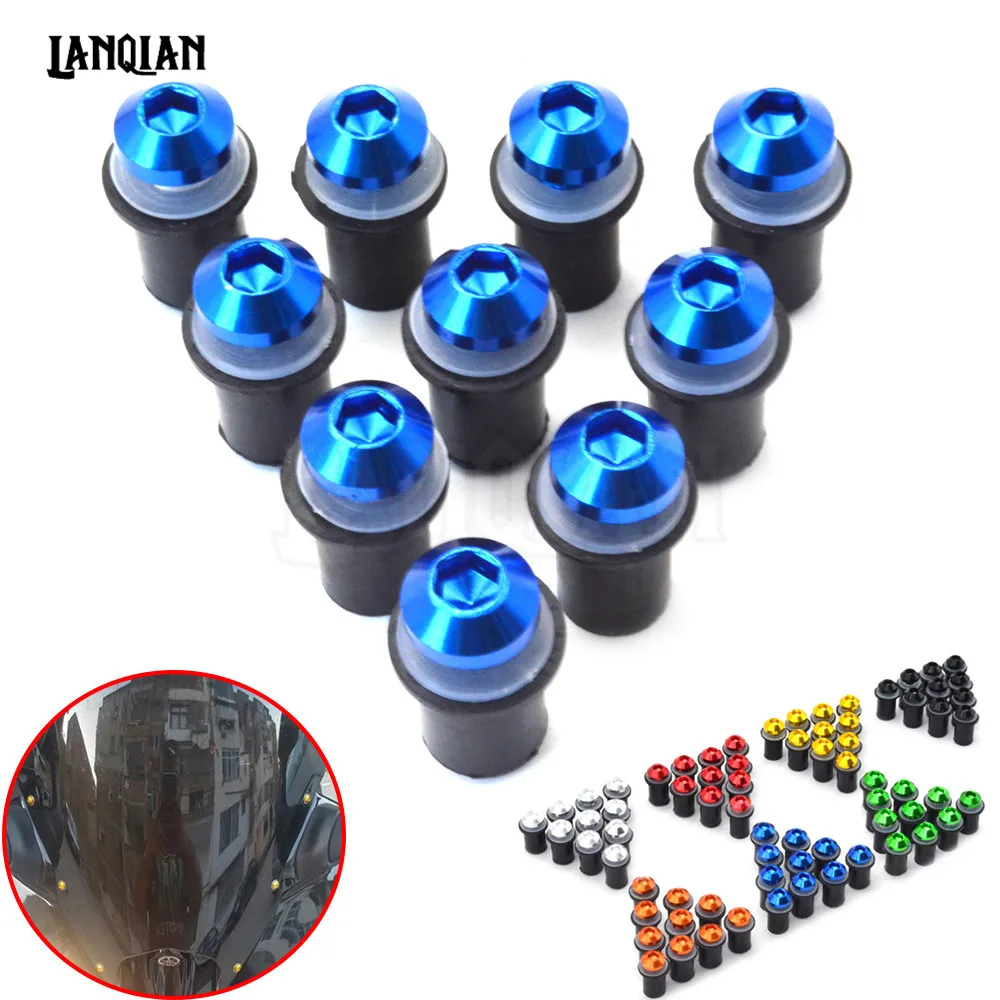 10X Universal 5MM Motorcycle Windscreen Fairing Bolts Windshield Screw