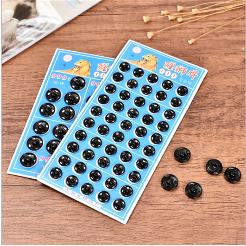 

50 Pcs Black Silver Metal Snap Buttons Fasteners Press Button Stainless Steel Stud Sewing Accessories Buttons Scrapbooking