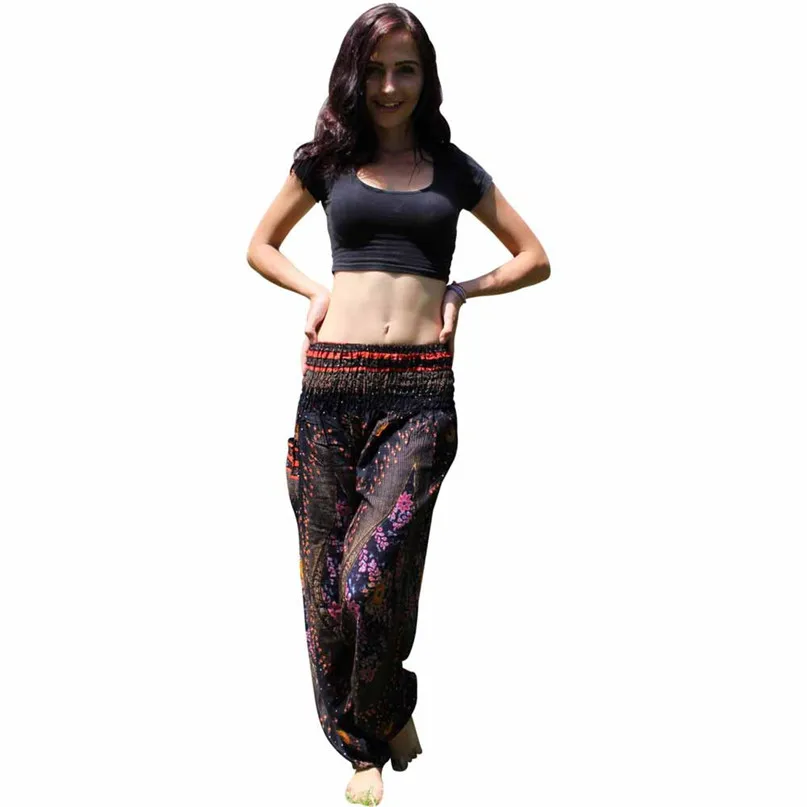 Winter Women Print Yoga Pants Loose Sports Gym Thai Harem Trousers Boho Festival Hippy Smock Elastic Waist #3j05#F (10)