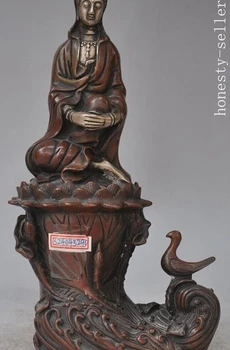 

11" tibet buddhism bronze sit lotus Freely Kwan-Yin Bodhisattva buddha statue