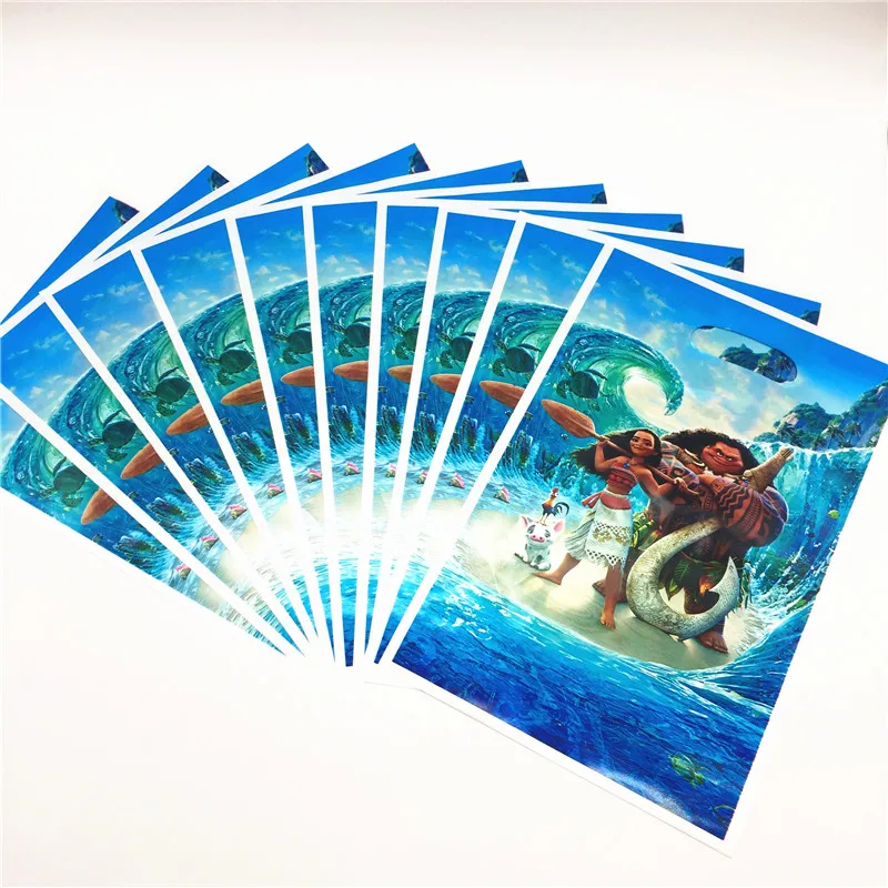 

Disney Moana 10pcs/Lot Small Gift Bag Birthday Decoration Event Party Loot Bag Packaging Bag for Candy Jewelry Bag Supplies