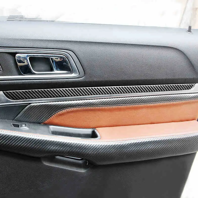 

Carbon Fiber Car Door Panel Cover Trim For Ford Explorer Car Styling Copilot Storage Box Trim Strip