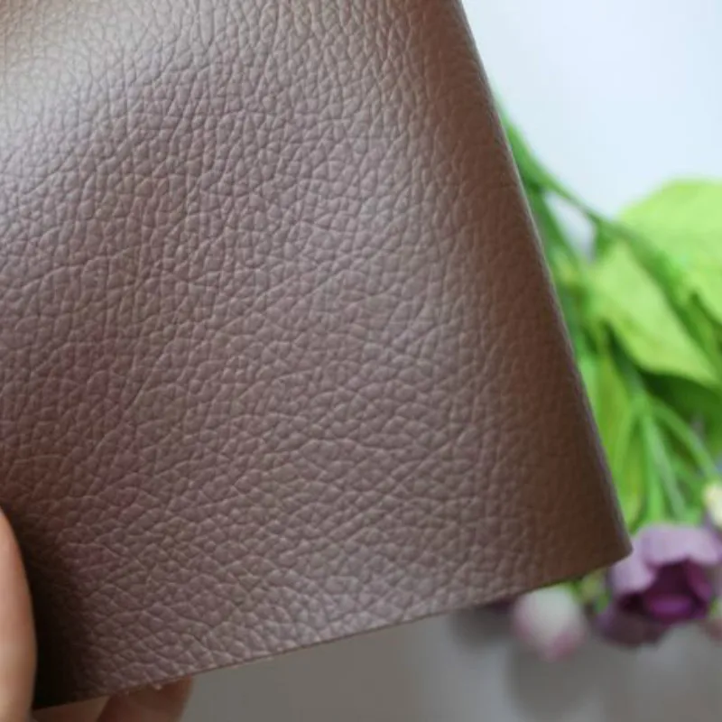 

Brown Printing Faux Sewing PU Leather Fabric Handmade Pure Color Small Pebbled PU leather Abrasion-Resistant Leather Material