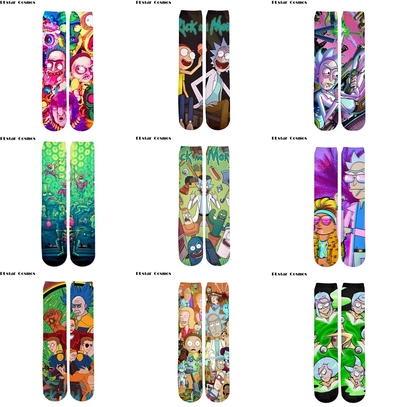 

Plstar Cosmos Rick and Morty socks Cartoon 3d socks Men Women Funny 3D High Men Women high quality Cartoon Socks dropshopping-2