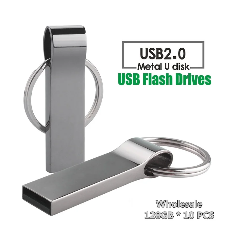 

Wholesale New Metal Silver USB Flash Drive 16GB USB2.0 Pendrive 64GB 8GB 32GB U Disk Pen drive 128gb Flash Stick USB Memory