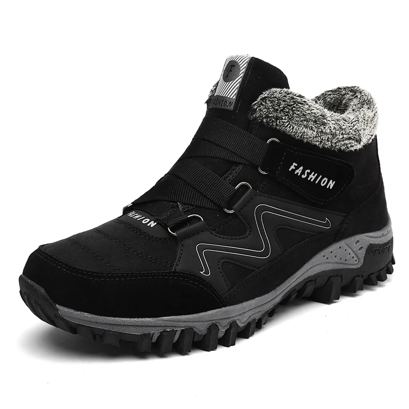 

2019 Warm Snow Boots Men Hot Sell Men Boots Winter with Fur Winter Work Casual Shoes Sneakers High Top Rubber Ankle Boots Red