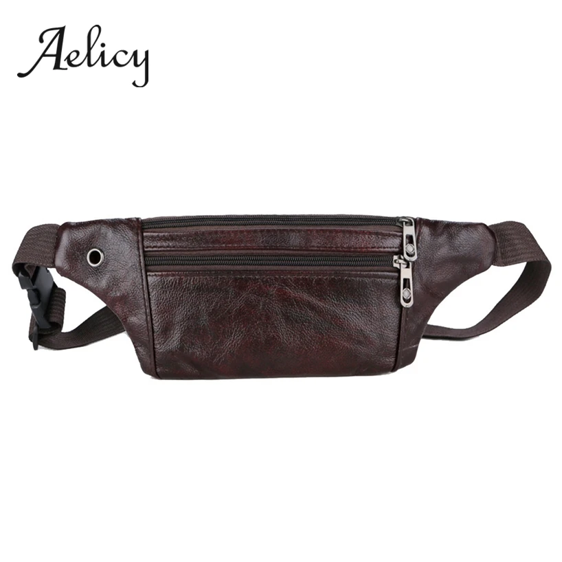 Aelicy, Высококачественная Кожаная поясная сумка, карман, Мужская Ретро тонкая поясная сумка, поясная сумка, Женская Ретро сумка для бега на молнии, нагрудные сумки