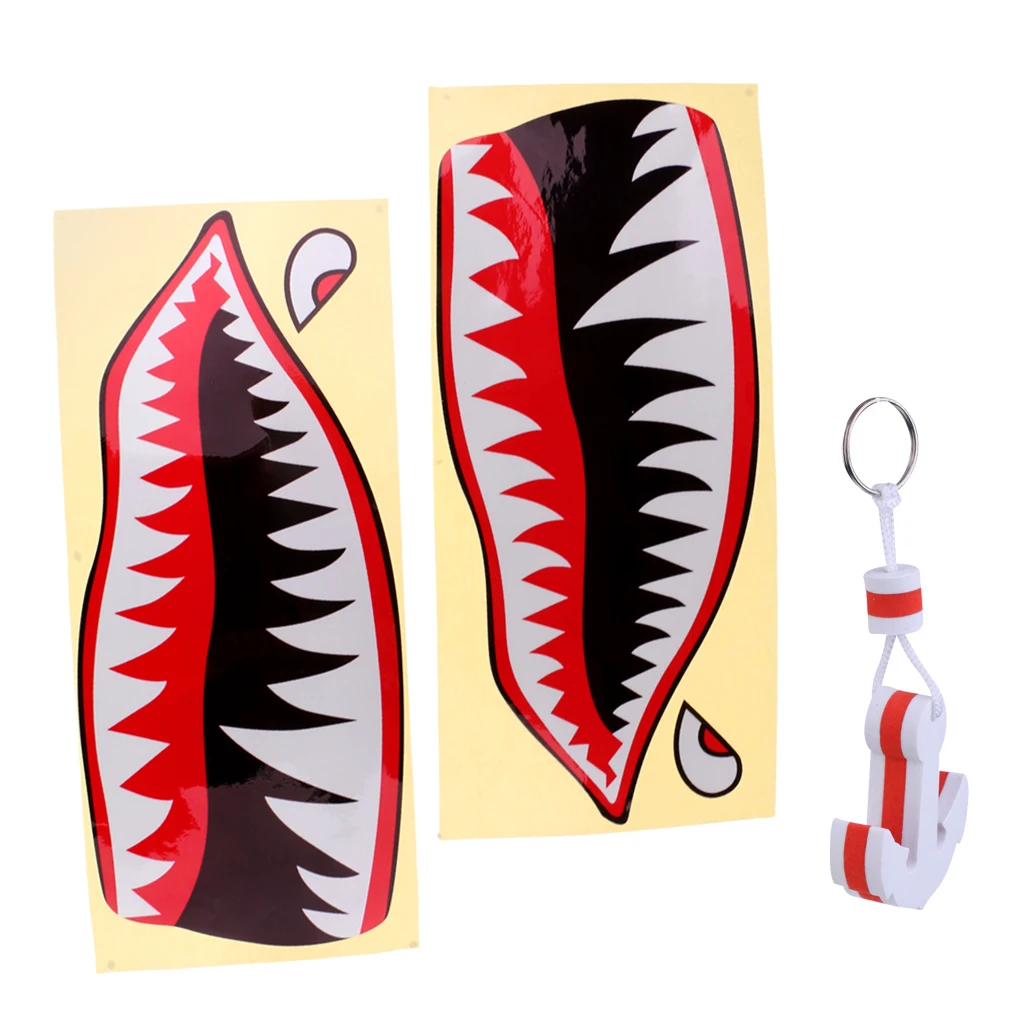 2pcs Waterproof Kayak Boat Stickers Decals + EVA White Marine Floating Buoyant Key Ring Swimming Boating Canoeing Dinghy Yacht