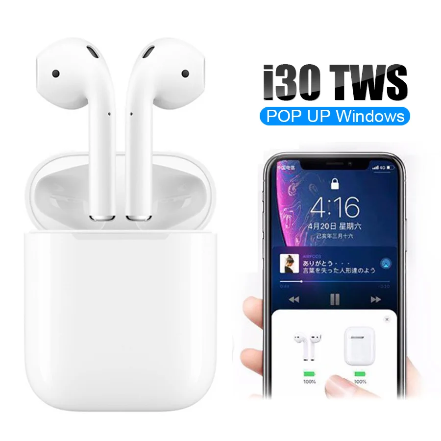 

Original i30 TWS 2019 wireless earphones i30TWS Pop up touch bluetooth headset pk i10 i12 i13 i14 i15 i16 i20 tws lk te9 w1 chip