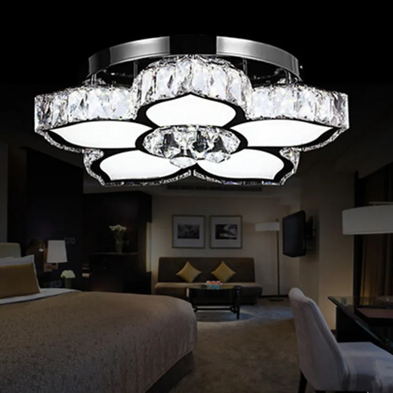 

47cm Modern LED ceiling lamp K9 Crystal flower for Corridors aisle Porch shop study bedroom restaurant bar light fixture